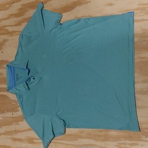 Izod Golf Stretch Shirt XXL Green with Blue Stripes